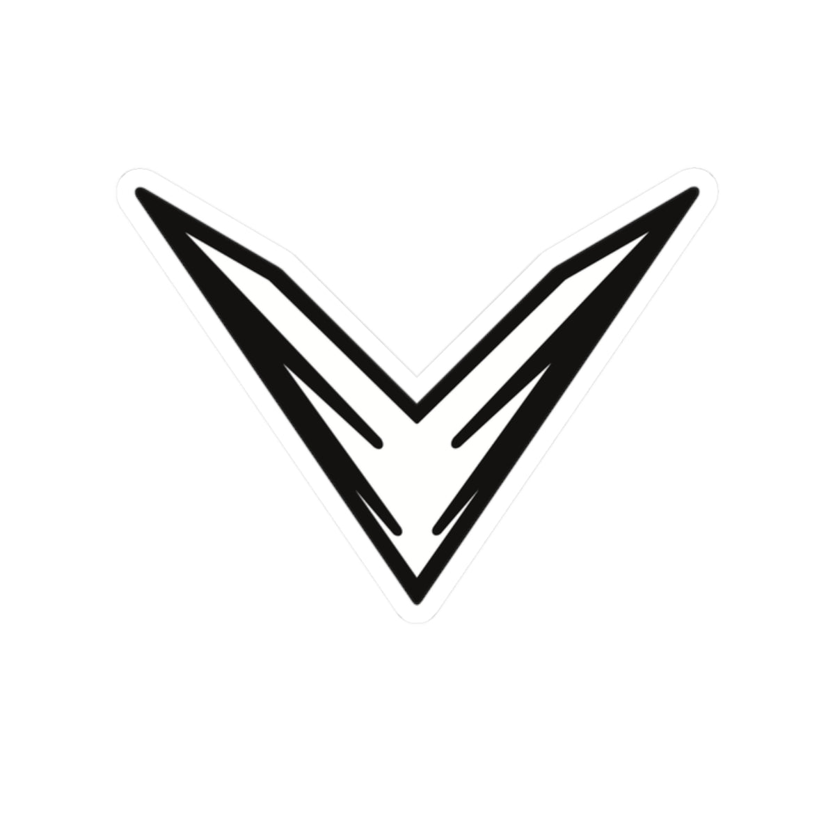 Minimal Geometric V-Stripe Sticker — Black Vinyl Kiss-Cut Decal