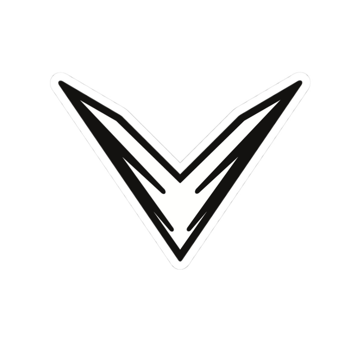 Minimal Geometric V-Stripe Sticker — Black Vinyl Kiss-Cut Decal