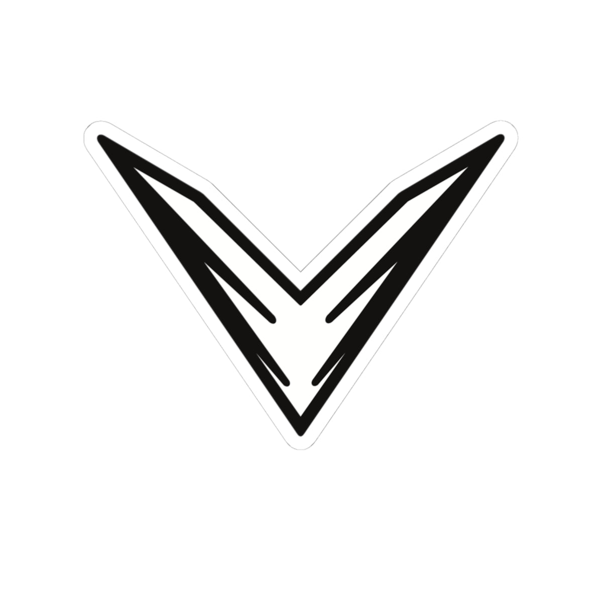 Minimal Geometric V-Stripe Sticker — Black Vinyl Kiss-Cut Decal