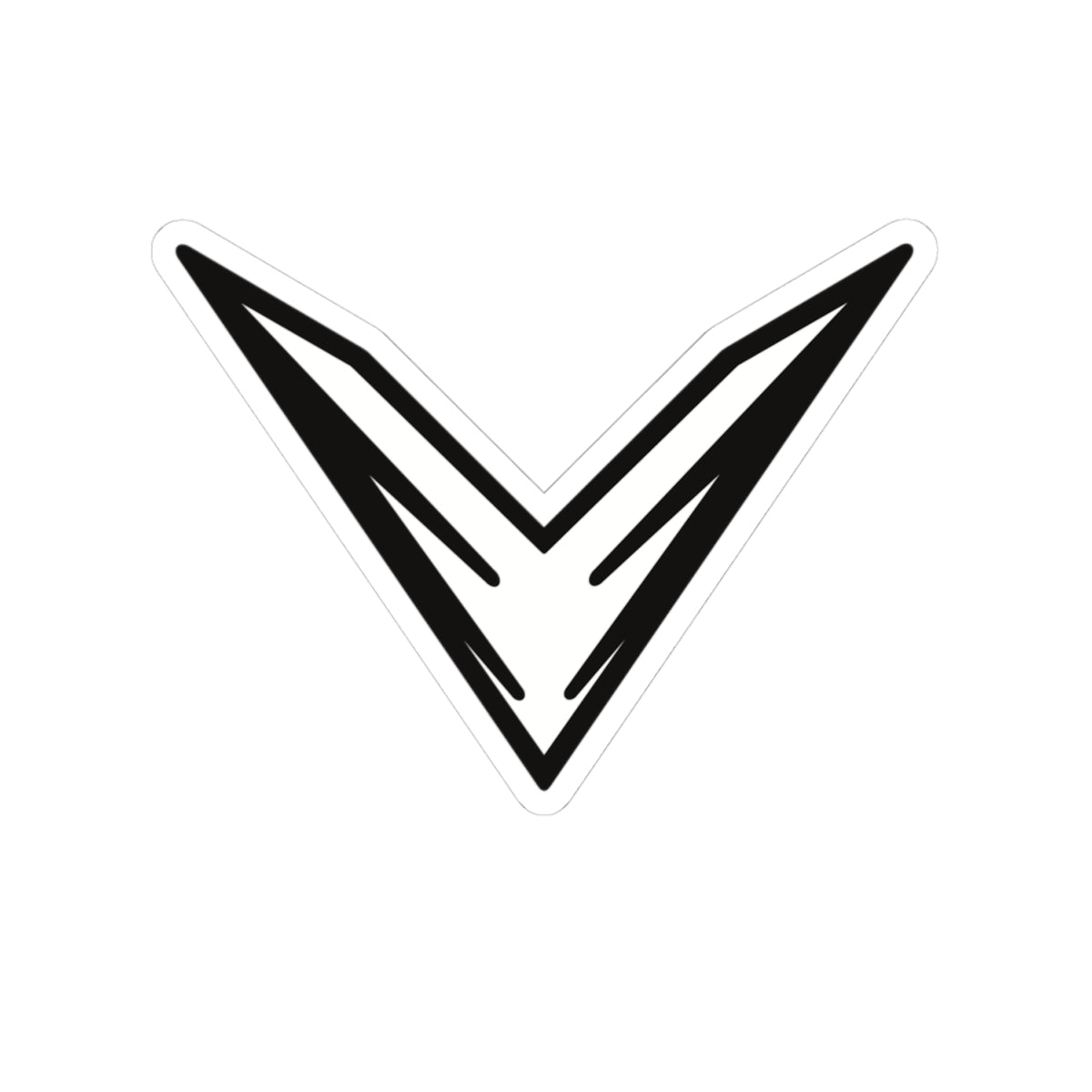 Minimal Geometric V-Stripe Sticker — Black Vinyl Kiss-Cut Decal