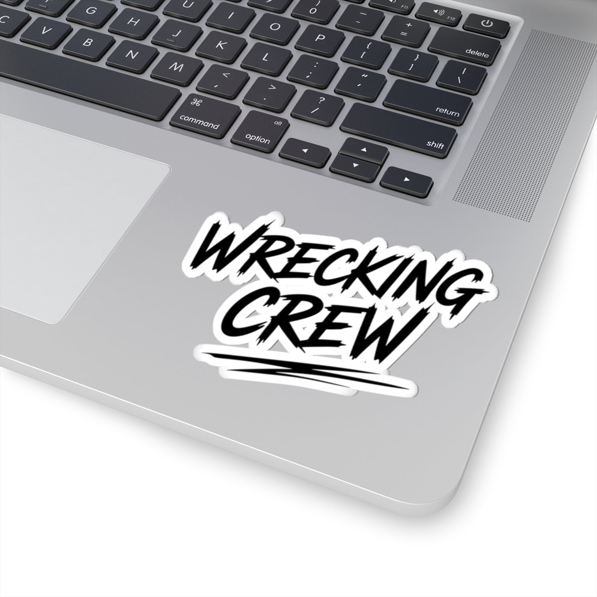 Wrecking Crew Kiss-Cut Sticker – Bold Script Decal for Laptops, Skateboards & Gear