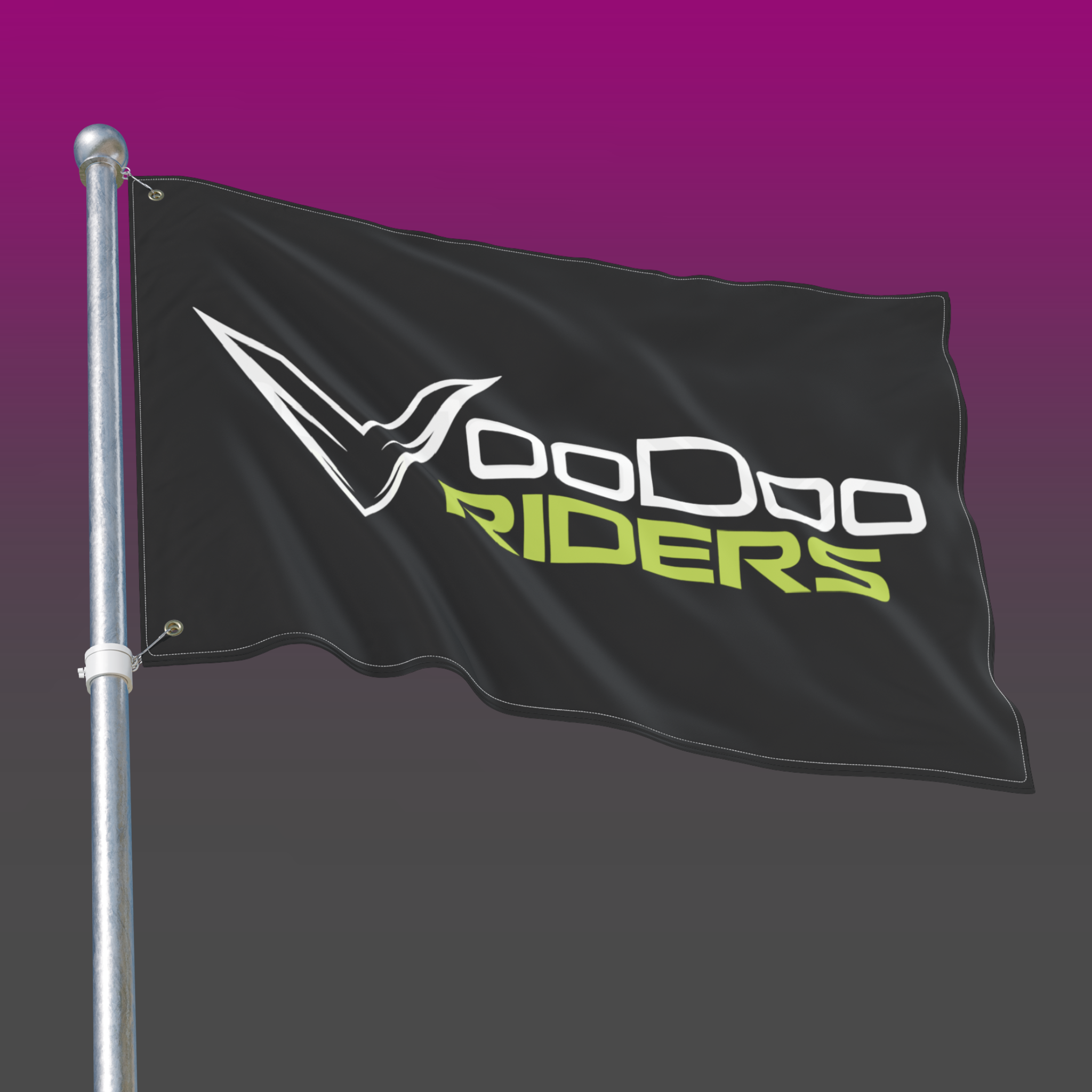 Voodoo Riders Double-Sided Flag - Lime